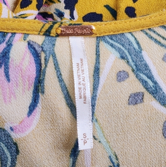 Free People OB815445 Bella Golden Yellow Floral Tunic / Mini Dress Size Small - Picture 9 of 16